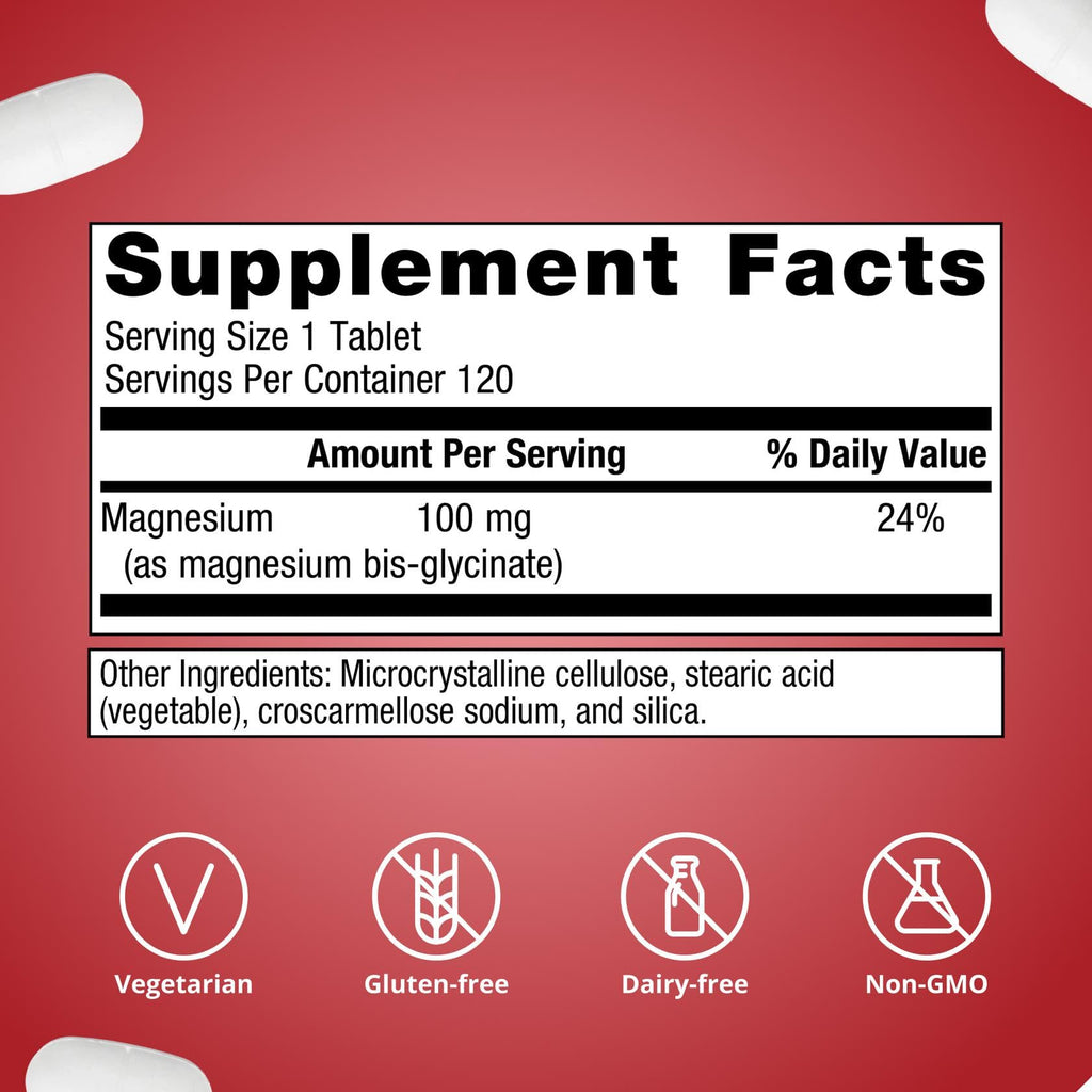 Metagenics Magnesium Glycinate 100mg-Highly Absorbable Magnesium Supplement for Sleep, Stress Relief & Muscle Relaxation - Bone, Heart & Nerve Health-Non-GMO, Gluten-Free-120 Tablets