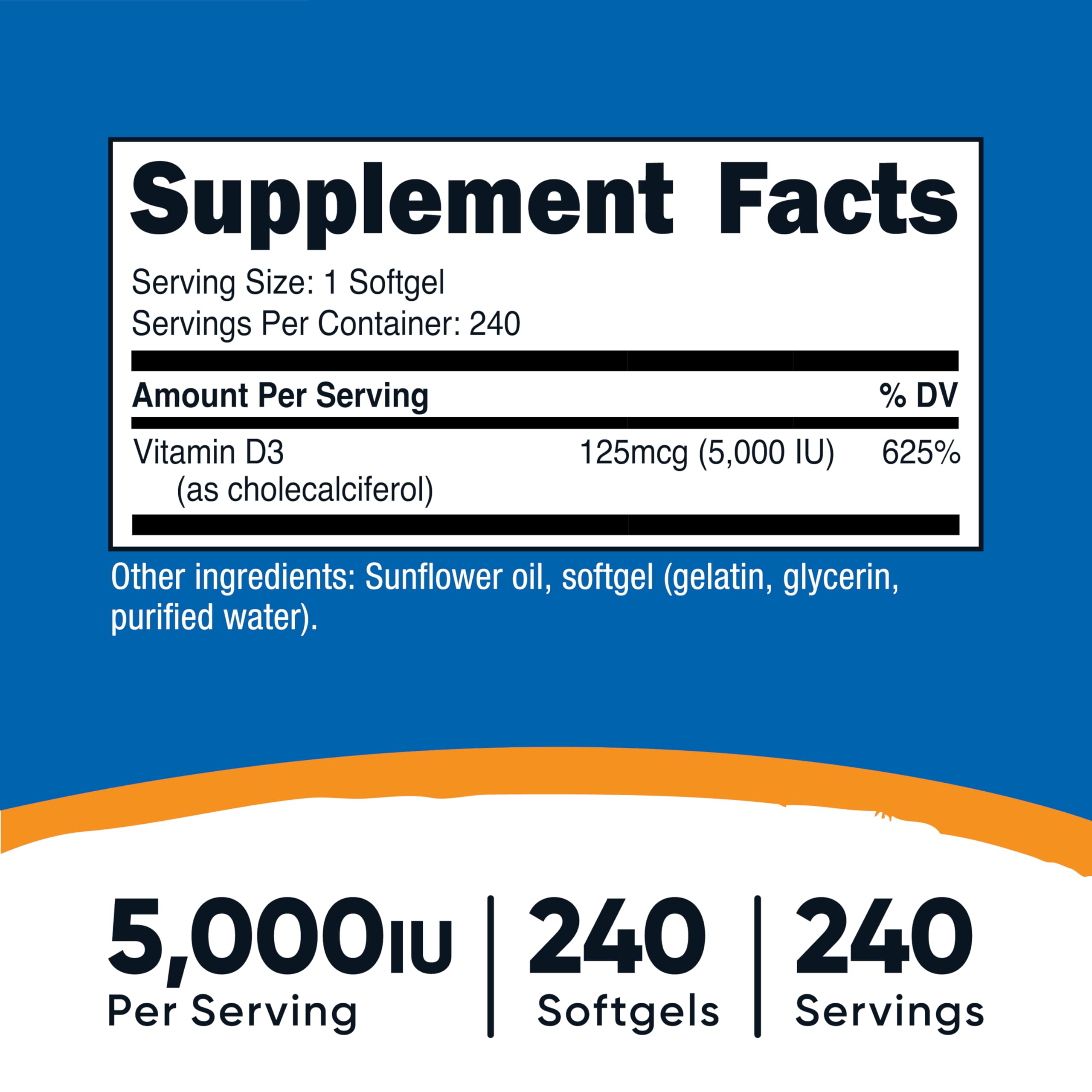 Vitamina D3 5000 UI - Nutricost