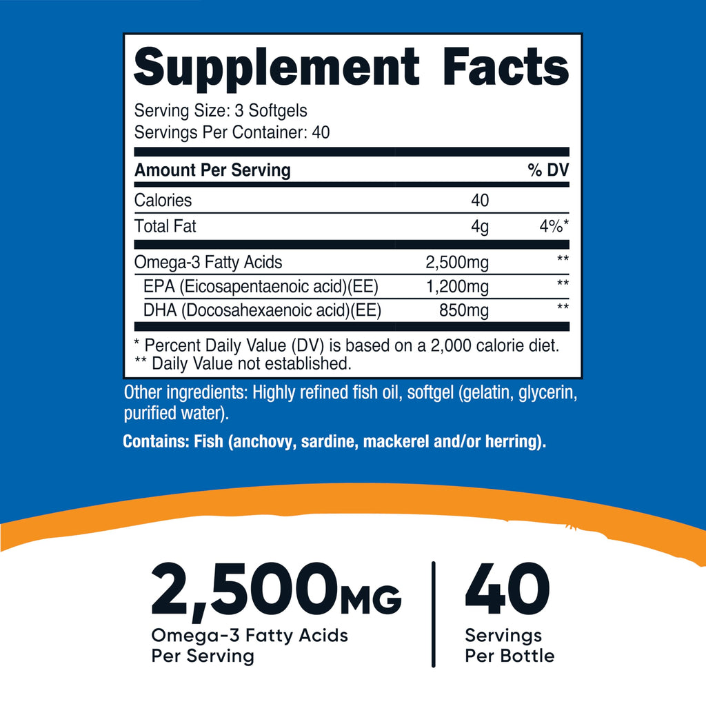 Omega 3 Aceite de Pescado - Nutricost 2500mg